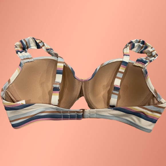 Shade & Shore Striped Bright Colored Bikini Top (36B) NWT - Picture 2 of 3